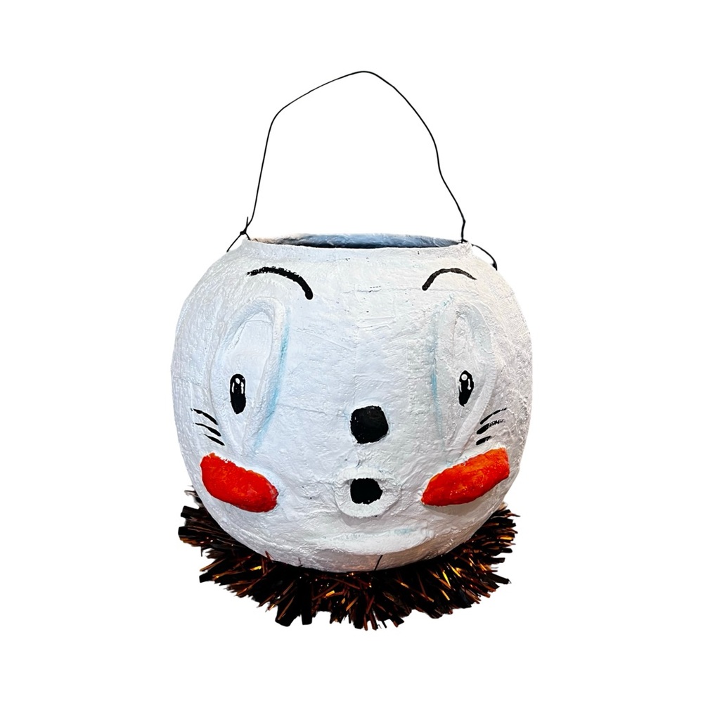 Made by me handmade retro 1940s Halloween ghost pumpkin lantern kitschy bucket